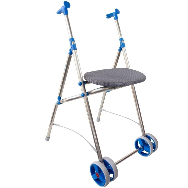 Andador con ruedas y asiento | aluminio plegable | color azul | ARA-C |  Forta