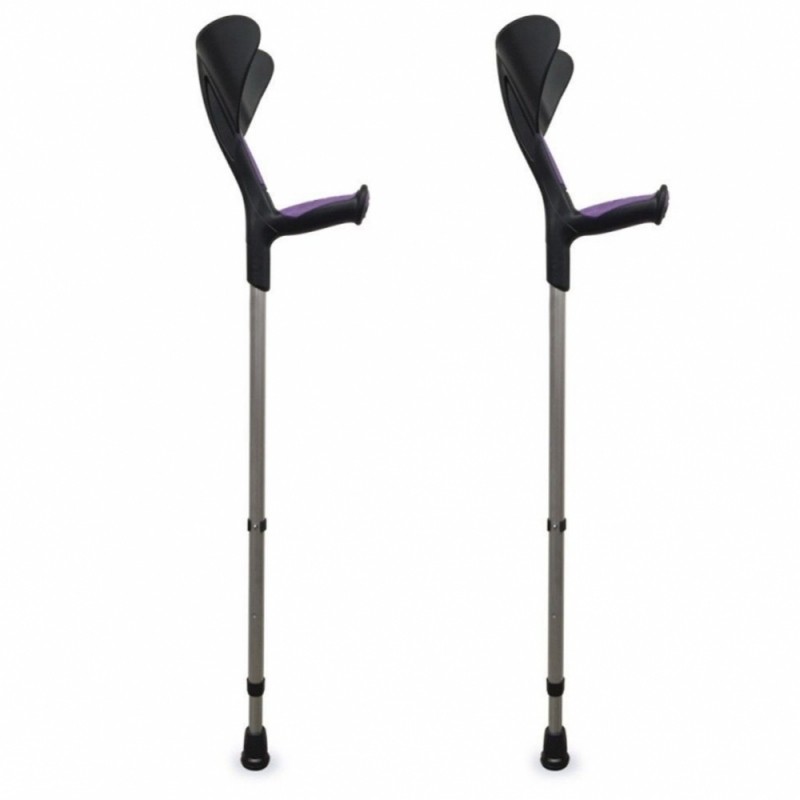 Muletas Advance 2 uds con puño anatómico de goma | Bastón canadiense  ortopédico |Color morado | Aluminio, monoplástico