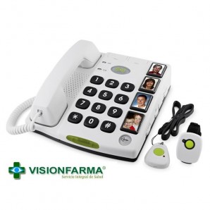 Telefono facil de usar, mando a distancia, sonido alto y señal luminosa para  personas mayores con problemas de vision, problemas